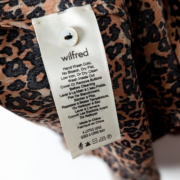 WILFRED New Gallery Dress Midi Long Sleeve Leopard Animal Print XXS Aritzia - Picture 15 of 16